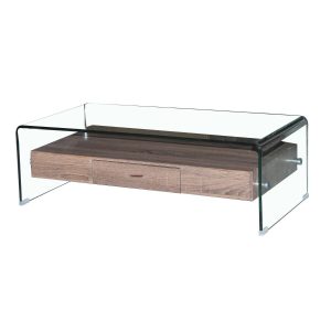 Angola Clear Glass Coffee Table With Drawer
