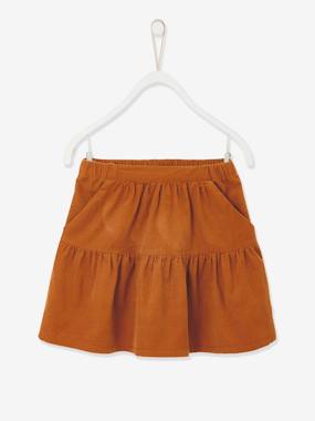 Corduroy Skirt with Ruffles, for Girls brown