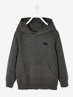 Fancy Knit Jumper with Hood for Boys grey anthracite