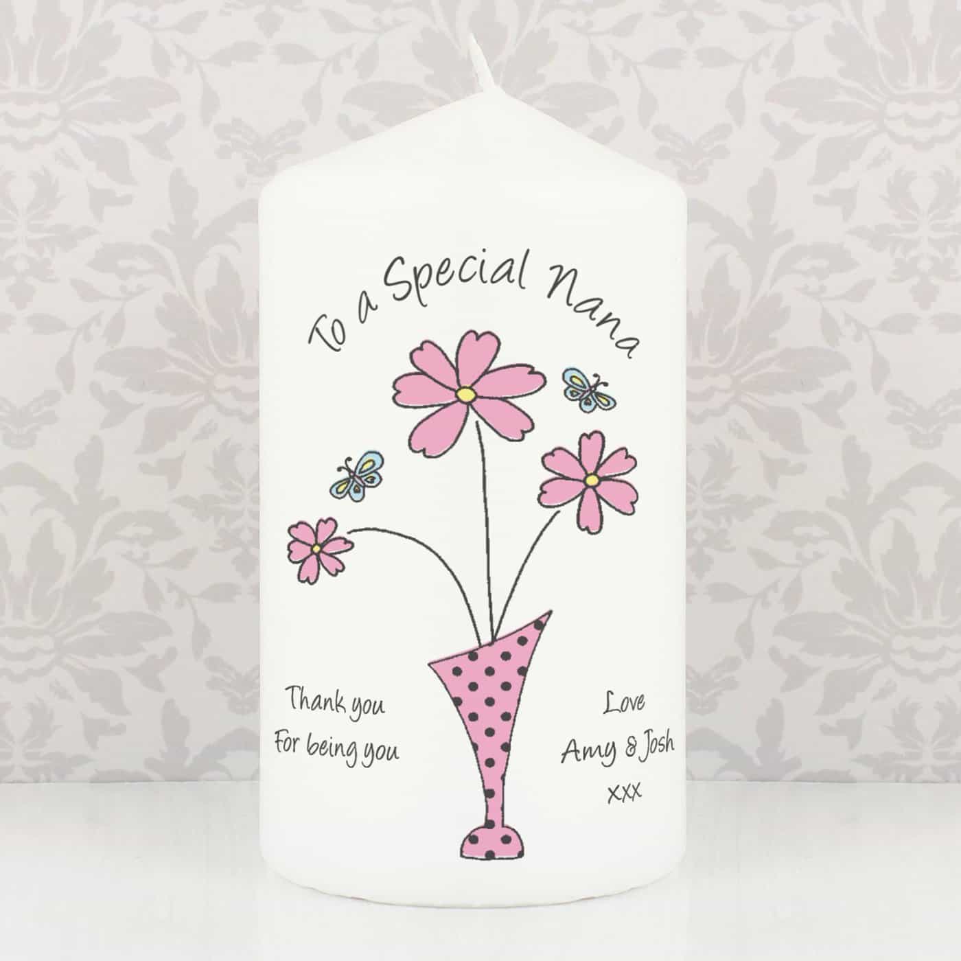 Flower in Vase Message Candle