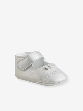 Girls' Leather Ballet-Style Slippers silver