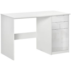 Homcom High Gloss Home Office Computer Desk With Drawers White
