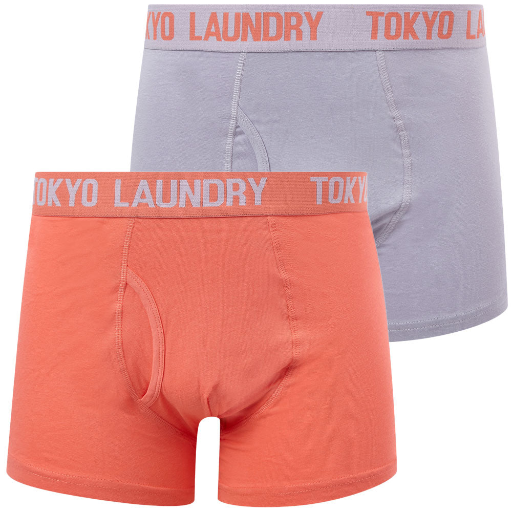 Mens Underwear Snowden (2 Pack) Boxer Shorts Set in Wisteria Lilac / Dubarry Coral - Tokyo Laundry / L - Tokyo Laundry