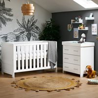Obaby Nika Cot Bed 2 Piece Nursery Furniture Set - Grey Wash and White