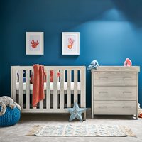 Obaby Nika Mini Cot Bed 2 Piece Nursery Furniture Set - Grey Wash