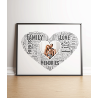 Personalised Heart Word Art Gift - With Photo