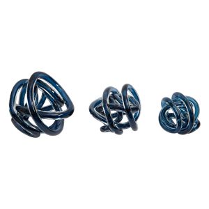 Premier Housewares Knot Set of 3 Decor Ornaments - Blue Glass