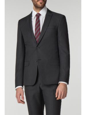 Racing Green Charcoal Pick & Pick Tailored Fit Men's Suit Jacket -
