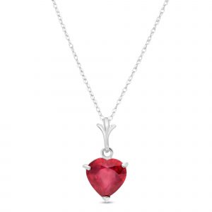 Ruby Heart Pendant Necklace 1.45 ct in 9ct White Gold