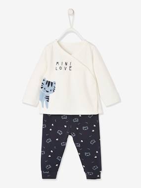 Top with Tiger + Trousers Outfit for Newborn Baby Boys dark blue