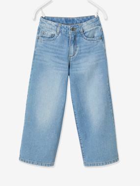 Wide Leg Cropped Jeans, for Girls dark blue
