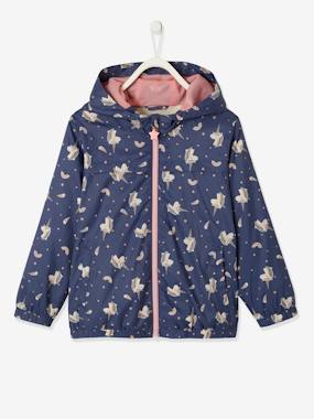 Windcheater Unicorns, Folds into the Bumbag Included, for Girls dark blue/print