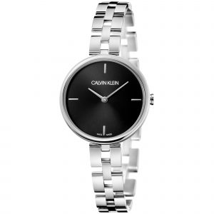 Calvin Klein Elegant Quartz Black Dial Silver Stainless Steel Bracelet Ladies Watch KBF23141