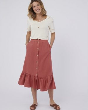 Damart Button-through Tiered Skirt