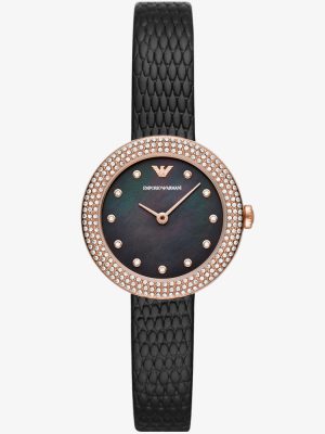 Emporio Armani Ladies Rosa Black Strap Watch AR11433