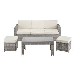 Garden Gear Riviera 5 Seat Rattan Sofa Set - Light Grey