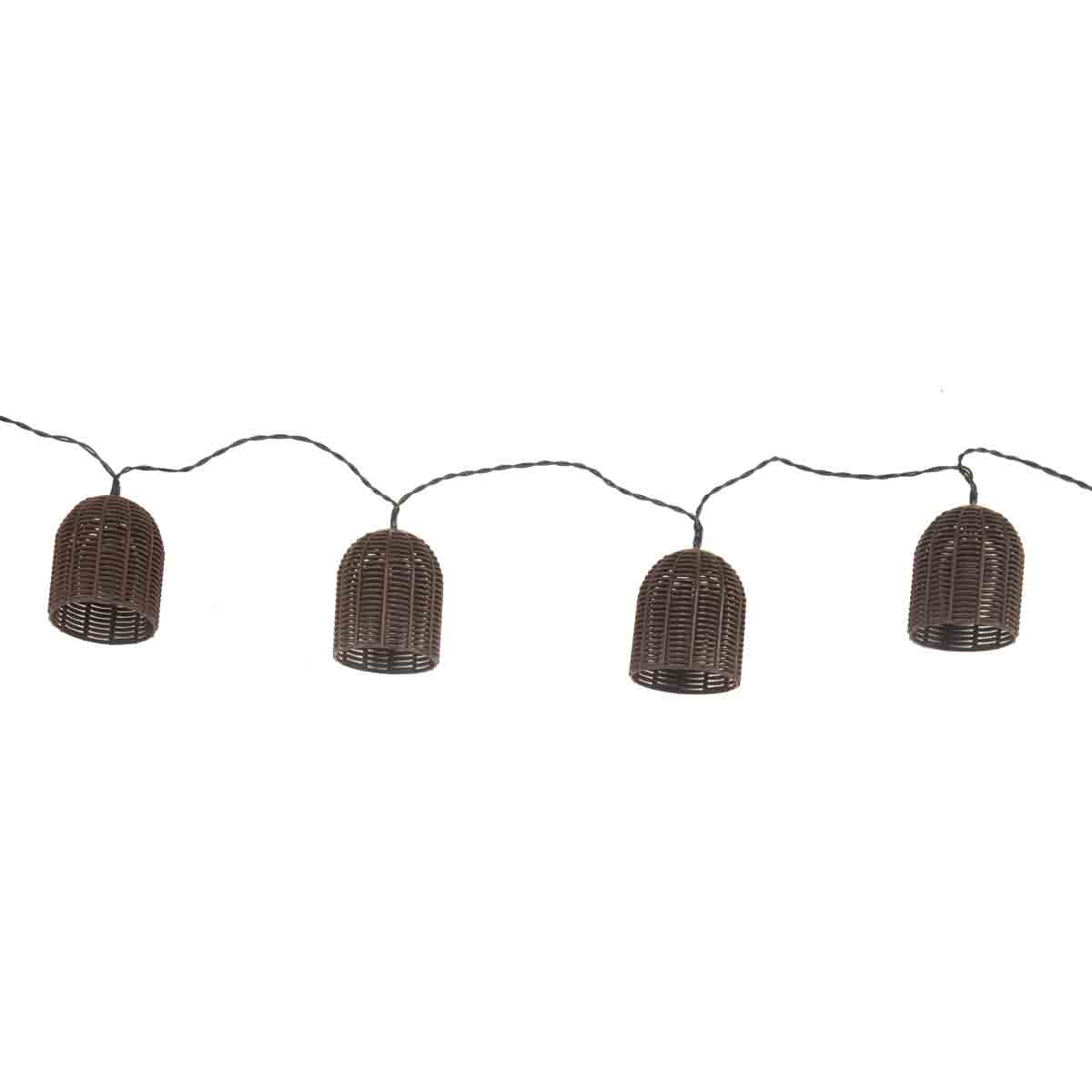 Smart Solar Faux Rattan String Light - Set Of 10 - Grey