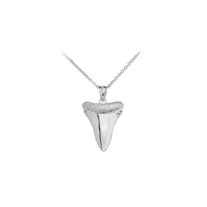 Men's Shark Tooth Pendant Necklace in Sterling Silver