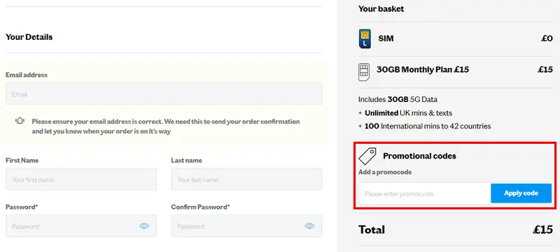 Instructions on how to use our Lebara voucher code at checkout.