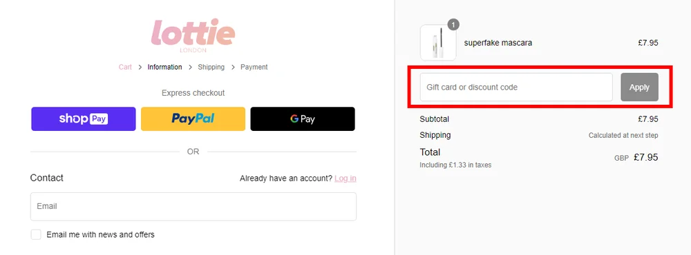 How to use Lottie London Discount Codes
