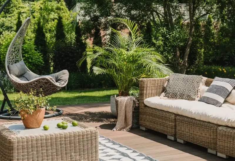 Stylish yet affordable garden furniture purchased through discounts and deals.