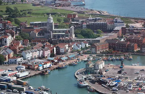 Old Portsmouth, View from Spinnaker Tower toward Portsmouth Cathedral and Southsea