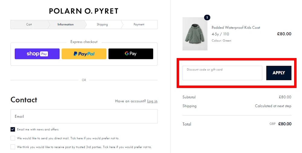 How to Use a Polarn O. Pyret Discount Code