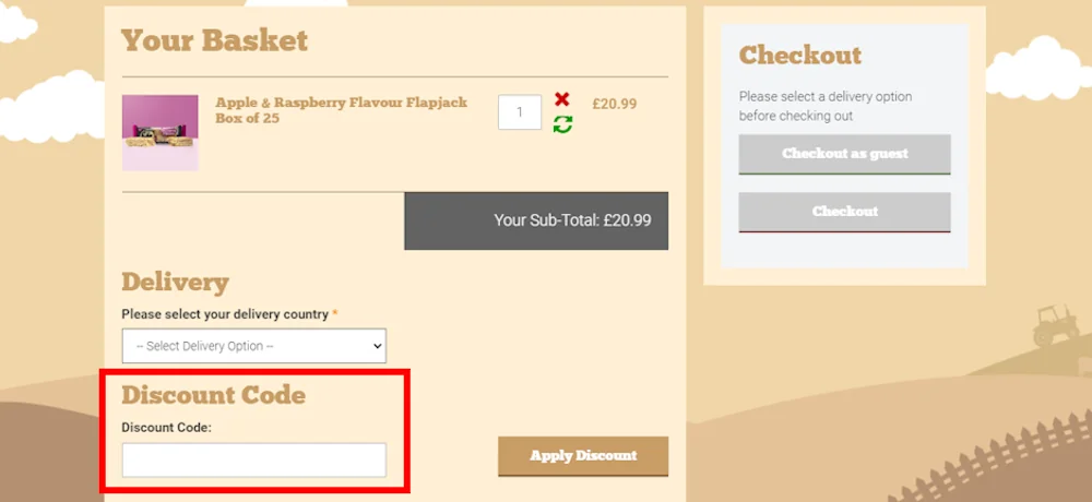 Instructions on how to enter a Blackfriars Bakery voucher code at checkout on blackfriarsbakery.co.uk