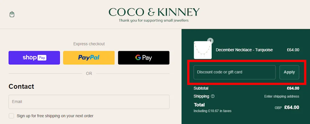 How to use a Coco & Kinney discount code on https://cocoandkinney.com/