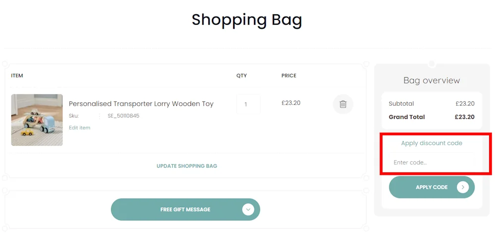 Instructions on how to enter a My 1st Years voucher code at checkout on my1styears.com