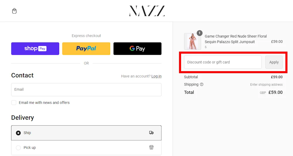 How to Use a Nazz Collection Discount Code