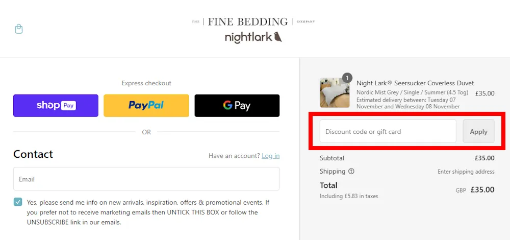 How to Use a The Fine Bedding Company Discount Code