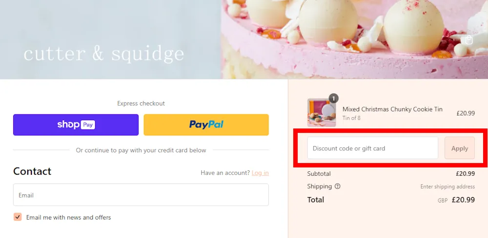 How to Use a Cutter & Squidge Discount Code