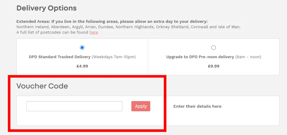 Instructions on how to enter a Instantprint voucher code on www.instantprint.co.uk