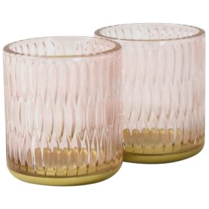 Oval Glass Candle Holders - Set of 2
