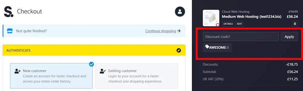 Image on how to enter a Stablepoint voucher code on www.stablepoint.com