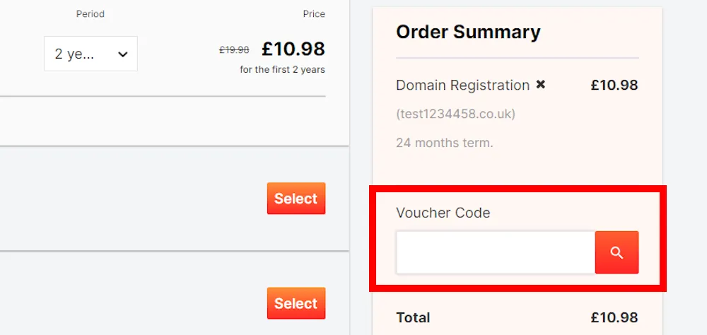 Instructions how to enter a verified discount code for UK2 on uk2.net