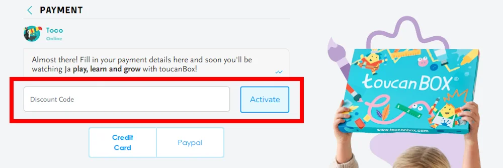 Where to Enter toucanBox Discount Code