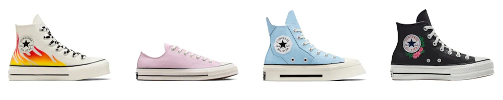 Popular footwear products that you can save on by using a Converse discount code when making a purchase.