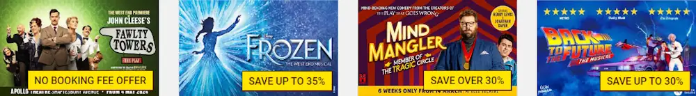 Discounted concert tickets and shows from London Theatre Direct using promo codes.