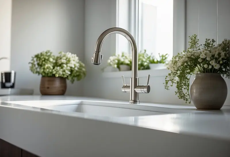 A bright, airy room with updated fixtures and features, such as modern lighting, sleek faucets, and stylish hardware. The space feels fresh and inviting, ready for the arrival of spring