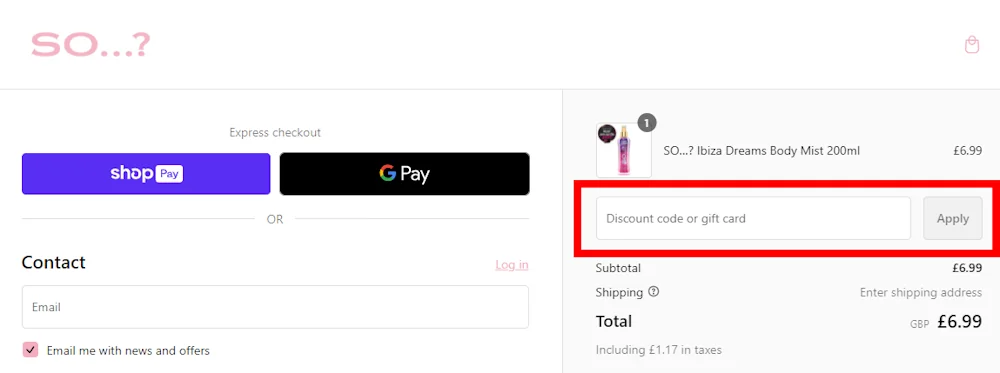 Instructions how to enter a verified discount code for So Fragrance on sofragrance.com