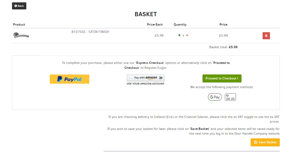 Instructions on how to use our Door Handle Company voucher code at checkout.