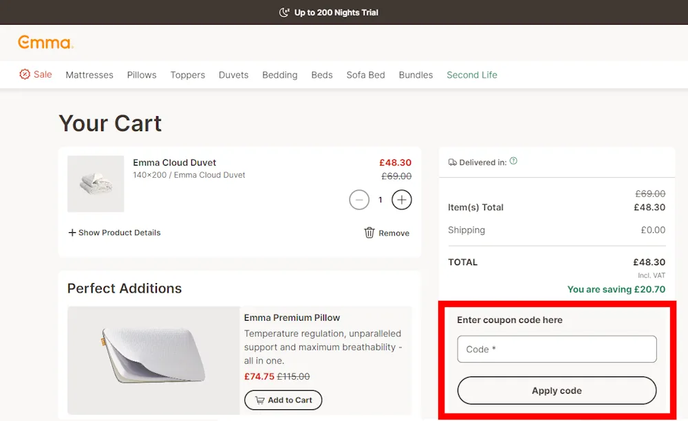 Verified instructions on how to use our Emma voucher code at checkout.