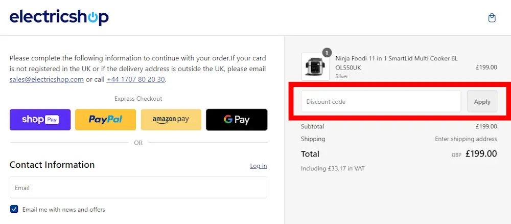 Verified instructions on how to use our electricshop voucher code at checkout.