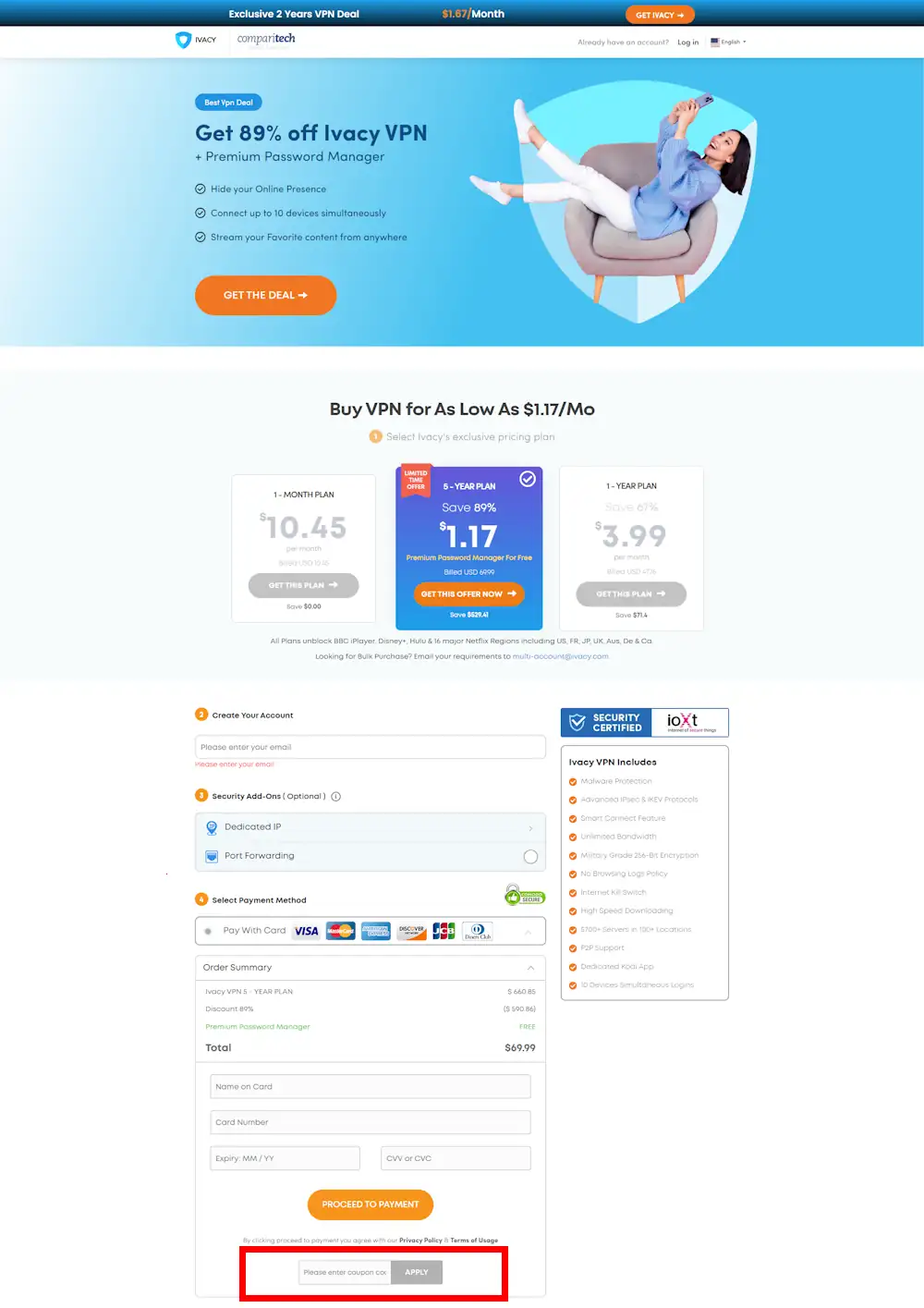 Verified instructions on how to use our Ivacy VPN voucher code at checkout.