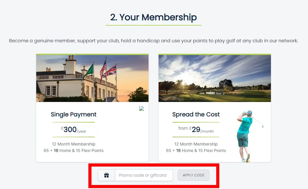 Instructions on how to enter a PlayMoreGolf discount code at checkout onplaymore.golf