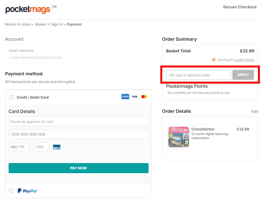 Verified instructions on how to enter our Pocketmags voucher code at checkout.