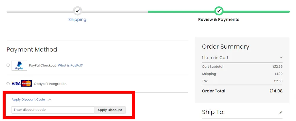 Instructions on how to enter a SKE Crystal Bar discount code at checkout