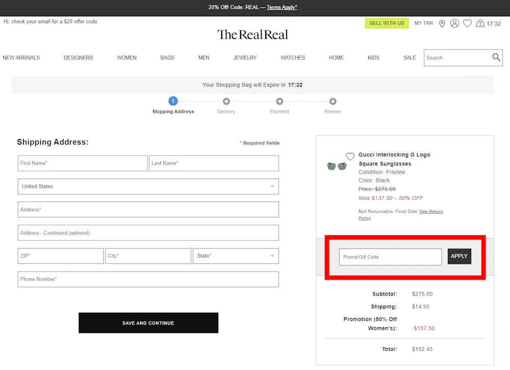 Discounted airport parking from The RealReal using voucher codes on www.therealreal.com.